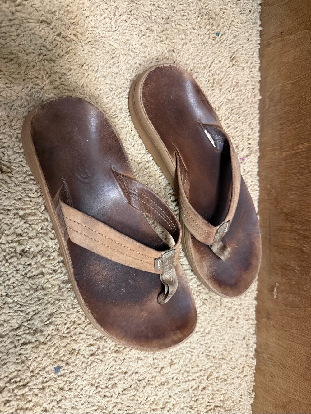 Chaco Brown Leather Flip Sandals